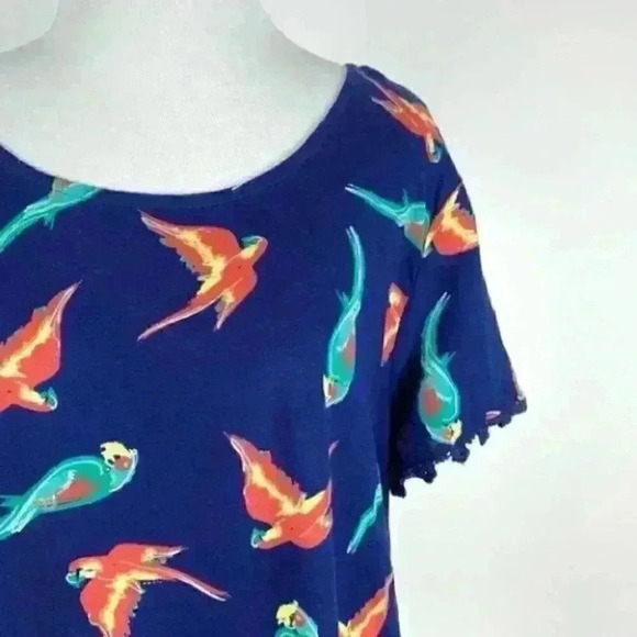 Red camel top size L navy blue orange parrot - Picture 3 of 8